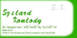 szilard komlody business card